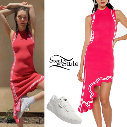 Red Dress, White Sneakers