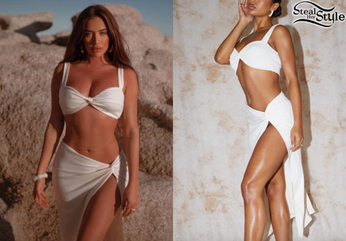 Cream Twist-Front Crop Top and Slit Midaxi Skirt