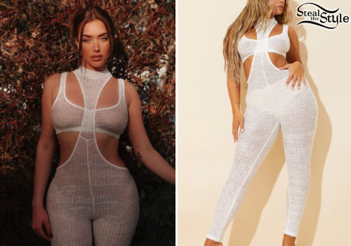 White Sheer Textured Cut Out Jumpsuit