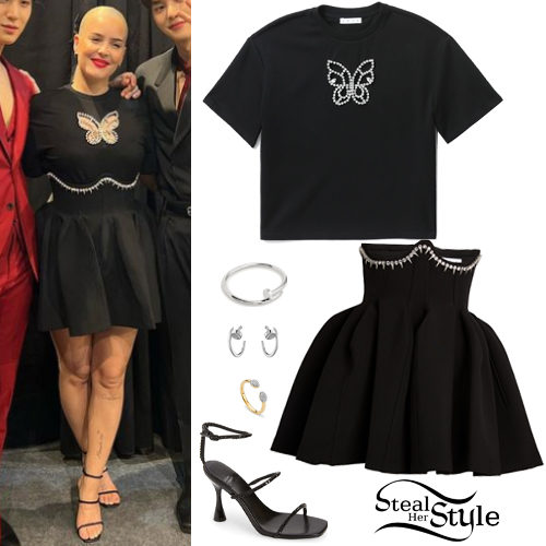 Black Emebellished Tee and Skirt