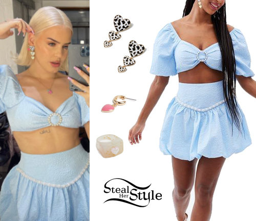 Blue Crop Top and Skirt