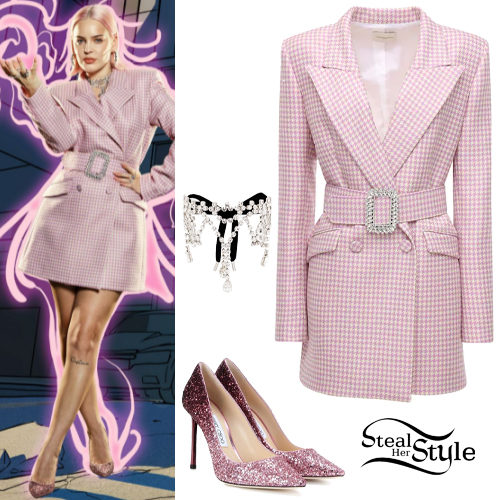 Pink Blazer Dress and Pumps