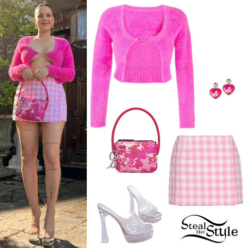 Pink Cardigan, Gingham Skirt