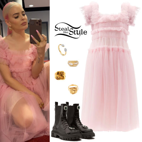 Pink Tulle Dress, Crystal Boots