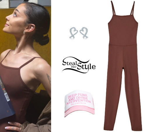 Brown Leotard, Pink Cap