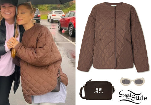 Brown Quilted Jacket and Bag