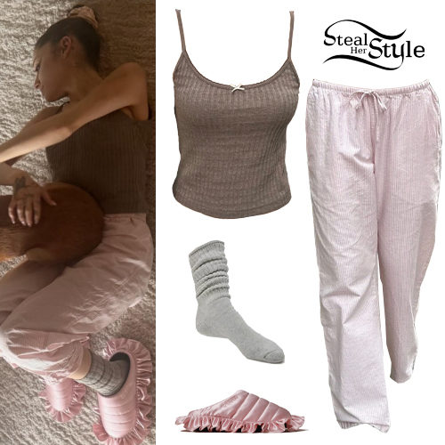 Brown Tank, Striped Pants