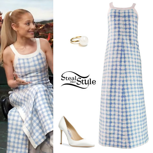 Gingham Dress, White Pumps