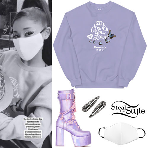 Lilac Sweatshirt, Platform Boots
