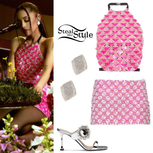 Pink Embellished Top and Skirt