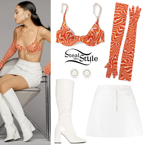 Printed Bra, White Skirt