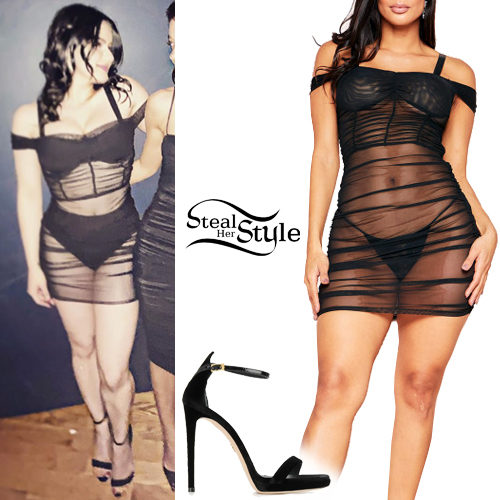 Mesh Mini Dress, Black Sandals