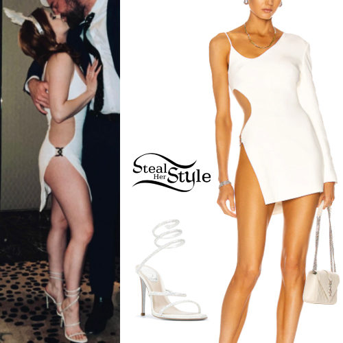 White Mini Dress, Crystal Sandals