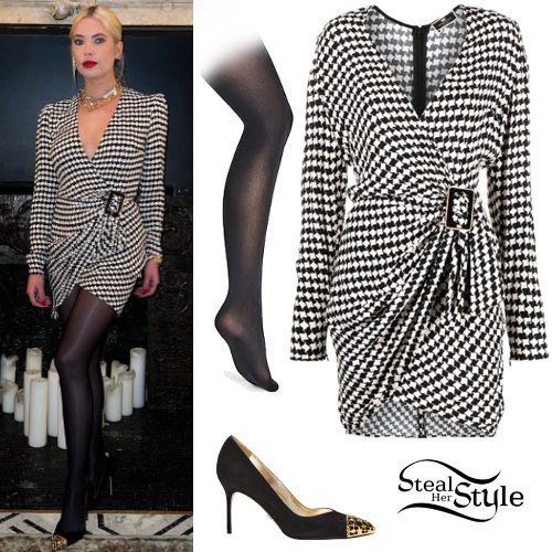 Houndstooth Dress, Black Pumps