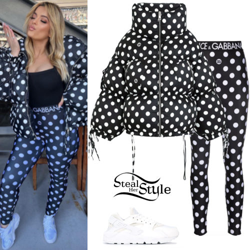 Polka Dot Puffer Jacket and Logo Leggings