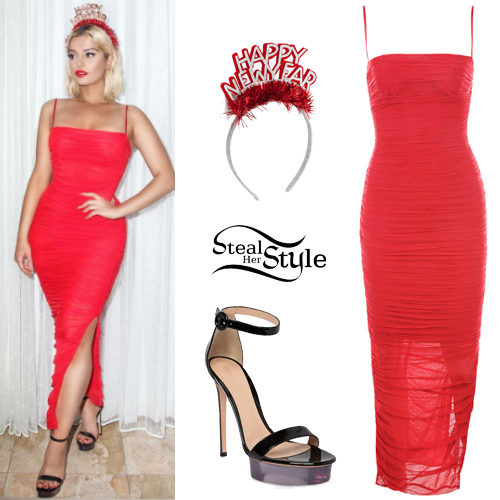 Red Dress, Platform Sandals