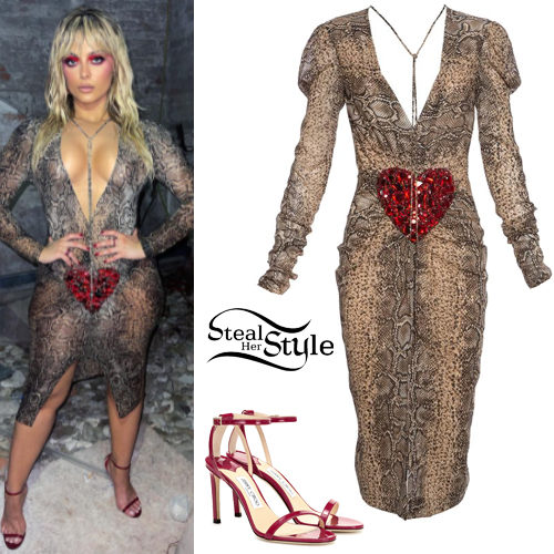 Snake Print Dress, Red Sandals