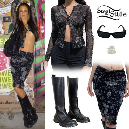 Black Printed and Skirt