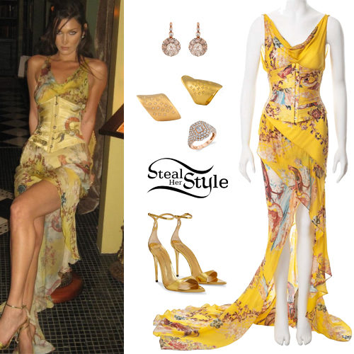 Printed Dress, Gold Sandals