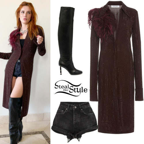 Embellished Feather Top, Black Boots