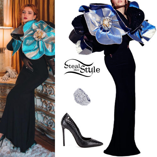 Flower Gown, Black Pumps