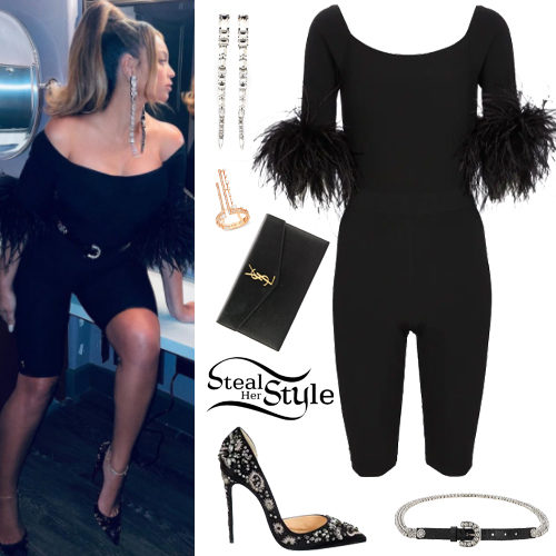 Feather Jumpsuit, Crystal Belt