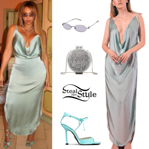 Satin Dress and Sandals