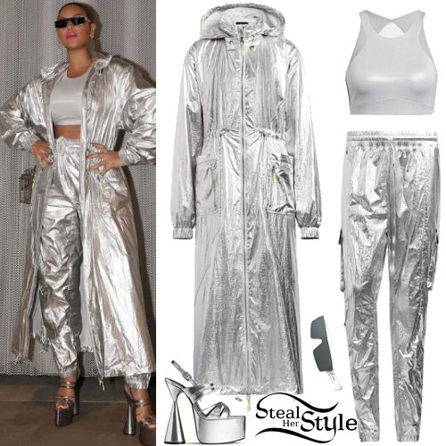 Silver Jacket, Platform Sandals