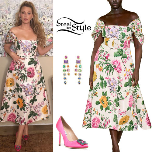 Floral Dress and Pink Shoes