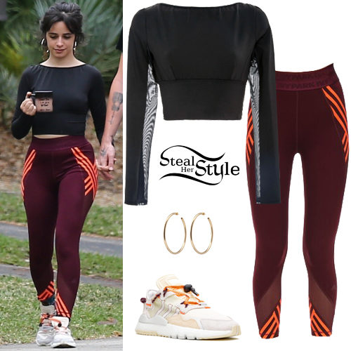 Black Crop Top, Burgundy Leggings