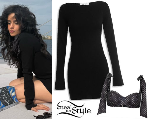 Black Dress, Polka-Dot Top