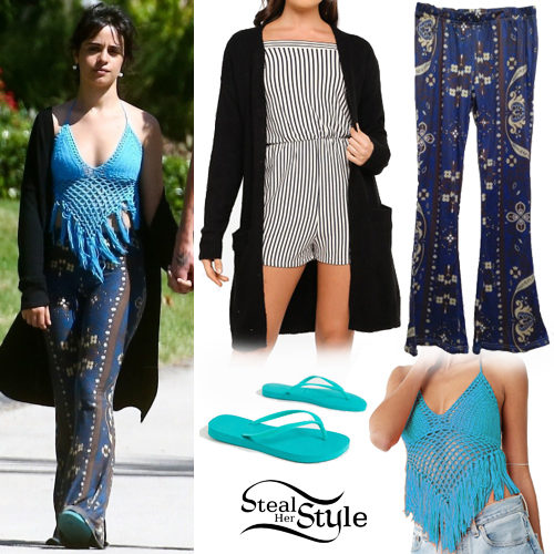 Blue Crochet Top, Printed Top