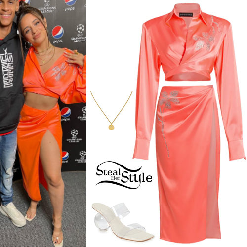 Coral Blouse and Skirt