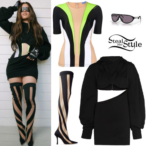 Cutout Hoodie, Striped Boots