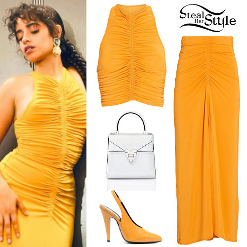 Orange Top, Skirt and Pumps