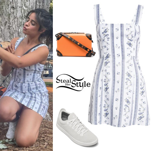 Printed Mini Dress, White Sneakers