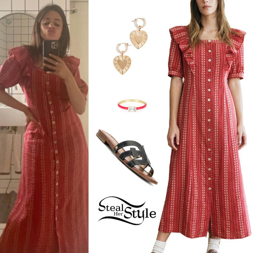 Red Dess, Black Sandals