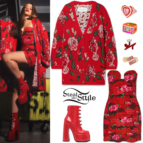 Red Floral Cardigan and Dress