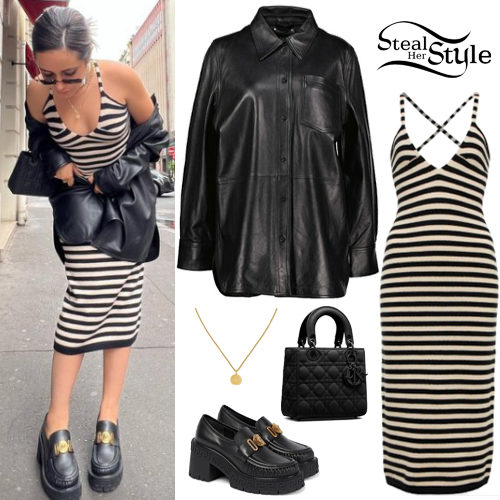 Striped Dress, Leather Shirt