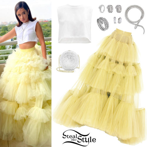 White Tee, Yellow Tulle Skirt