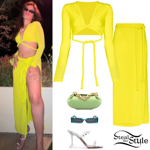 Yellow Crop Top and Skirt