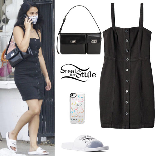 Black Dress, White Slides