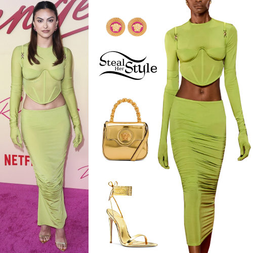 Green Corset Top and Ruched Maxi Skirt