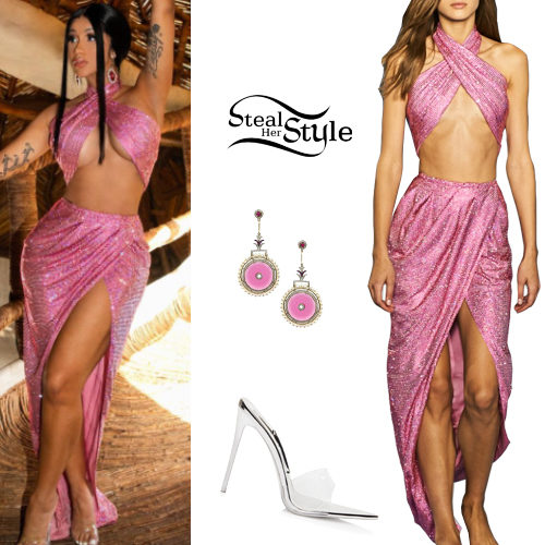 Pink Dress, Clear Mules