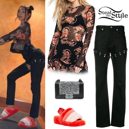 Dragon Print Top, Black Jeans