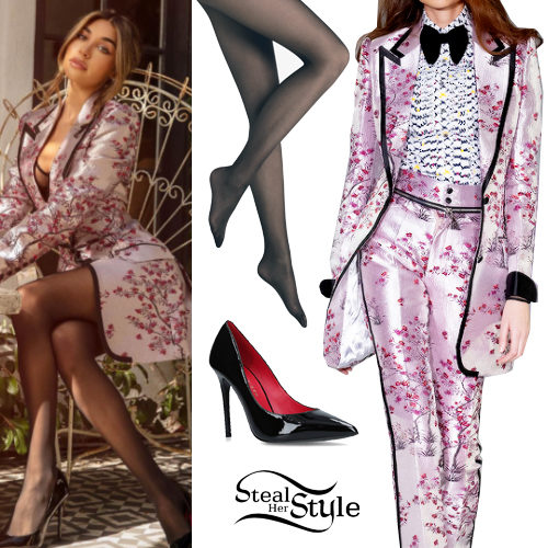 Floral Blazer Dress, Black Pumps