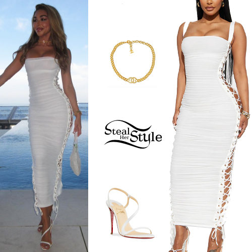 White Lace-Up Dress and Sandals