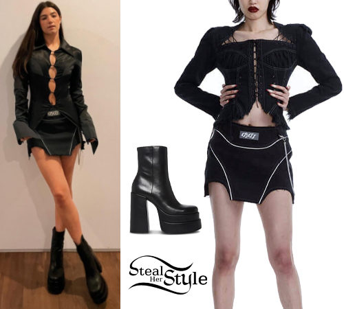 Black Blouse and Mini Skirt