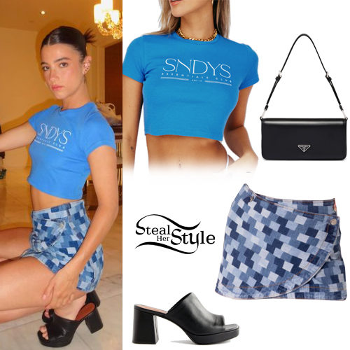 Blue Crop Top, Denim Skirt