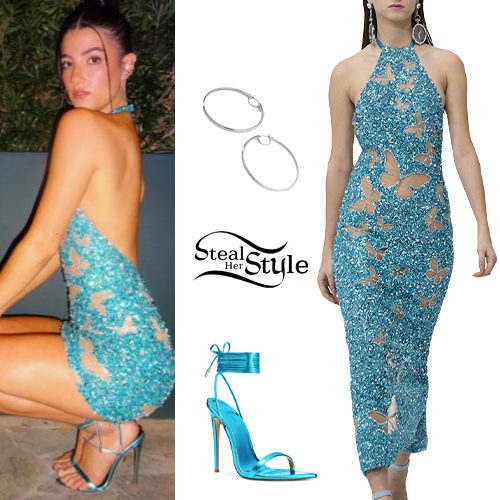 Blue Halter Dress and Sandals